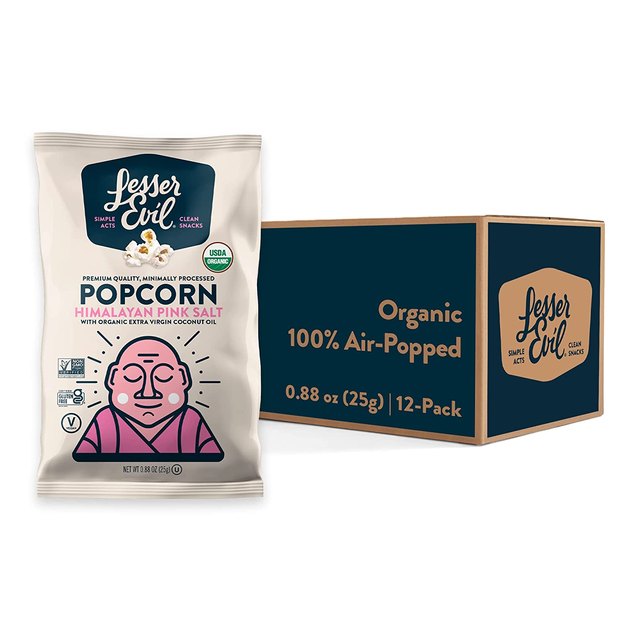 This airy organic popcorn is coated with coconut and avocado oil and a dash of Himalayan pink salt.