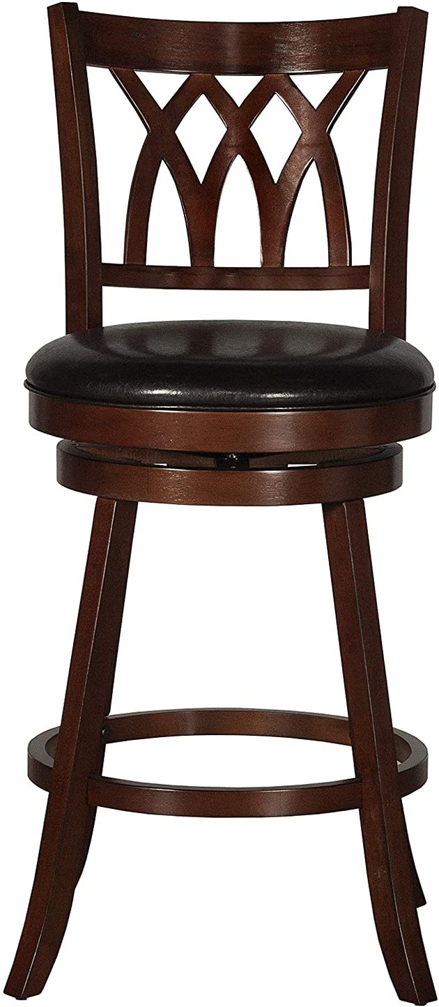 This traditional wood swivel cherry chair gives your bar a traditional style. Works best with counters or basement bars.