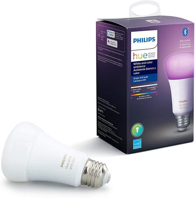 With access to 16 million colors, a range of light temperatures, set light timers, and so much more, the Philips Hue White and Color Ambiance Smart LED Bulb is an excellent smart lighting choice. Not only can you control the app with Amazon Alexa or Google Assistant, but you can also use the Hue Bluetooth app or a Hue Hub if you have multiple Philips bulbs.