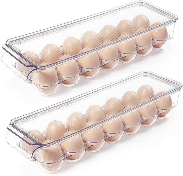 Never worry about crushed eggs again with this clear, BPA-free egg container that can hold up to 14 eggs.