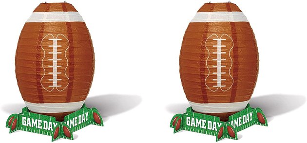 Score not one, but two centerpieces with this football paper lantern set. Standing at 11 inches tall and made with a sturdy cardstock base, the centerpiece will complement any football-themed party.