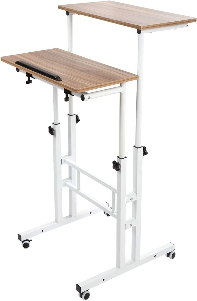 Working from anywhere in your home just got a lot easier — and more ergonomic. This SIDUCAL stand-up desk features a sturdy frame, adjustable features, and four wheels to easily move it about.