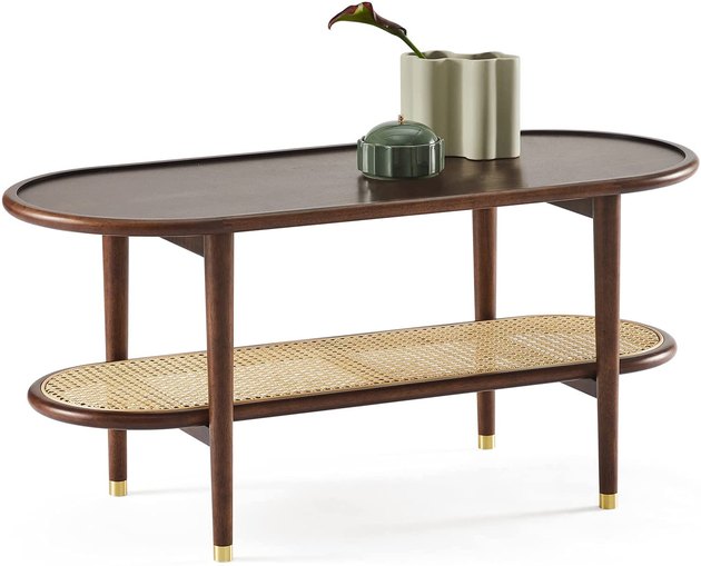This stunning table is simultaneously on-trend and classic. It's easy to assemble, crafted from high-quality materials, and shockingly affordable. Plus, the two-tier design offers a stylish and practical storage solution.