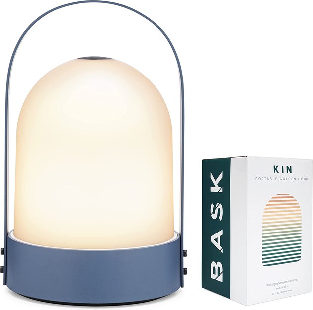 Evocative of Japanese design, this rechargeable lantern can be used indoors or outdoors. It features a high-capacity battery for longer use between charges.