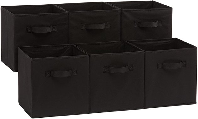 If you have shelves in your bedroom, but need a little more storage, try these cube organizers. Available in multiple colors and sets of six, they’re easy to use and carry.
