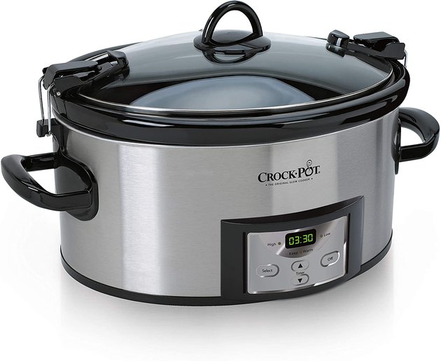 This beautiful stainless steel slow cooker features a locking lid to avoid mess during transport and a digital countdown control so you can program cook times anywhere from 30 minutes up to 20 hours. Plus, once the cooking completes the device automatically shifts to the warming setting. Easy peasy!