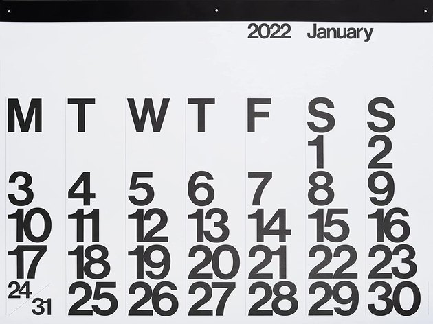 Need the ultimate work-from-home accessory to help keep you organized? Try this large calendar designed by Massimo Vignelli. At 3 by 4 feet, this massive wall calendar is not only a planning tool but can also be considered wall art.