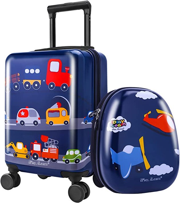 This beautifully designed kids' carry-on set is practical and fun! Made from durable polycarbonate, this luggage is lightweight and easy to clean. 