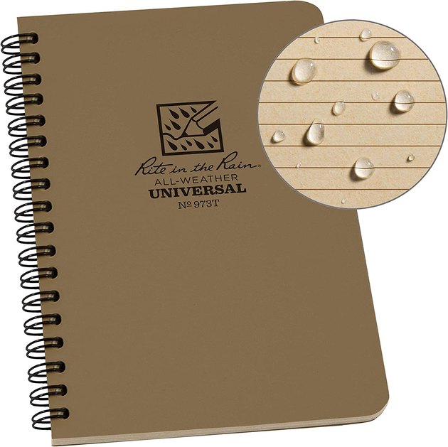 This all-weather notebook repels water and won't turn to mush when wet. It's also grease, sweat, and mud resistant.

