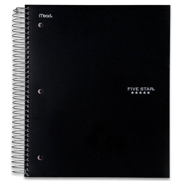 This five-subject notebook features four two-pocket dividers to keep everything organized. The cover is water-resistant and the spiral lock wire helps prevent snags on clothes and backpacks.

