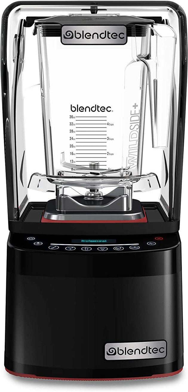 This blender is not only used in many smoothie shops but also has a sound enclosure to keep noise to a minimum. Additionally, the blender comes with a 90-ounce WildSide+ Jar for blending smaller batches and has a 10-year warranty.