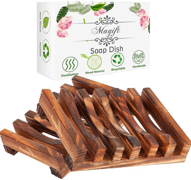 Complete with slats to let your soap air dry, this wood dish is perfect for rustic or nature-inspired bathrooms.