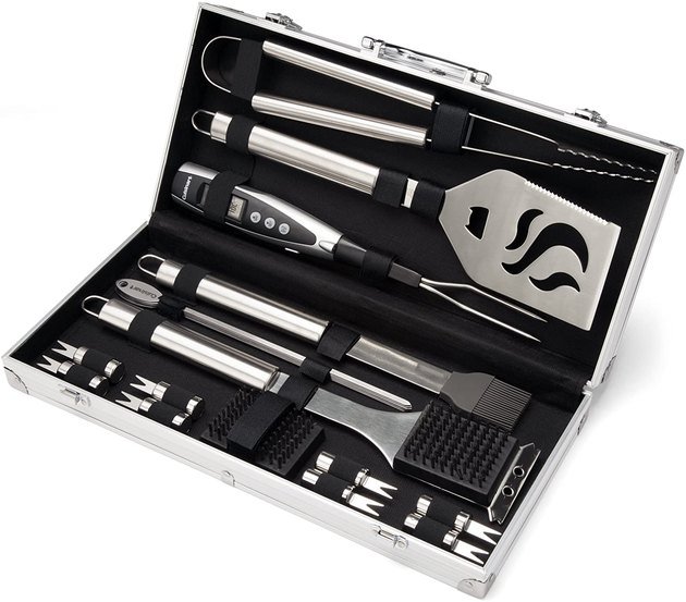 This 20-piece set has all the tools you need for your summer barbecus. Plus, it comes in a durable aluminum carrying case.