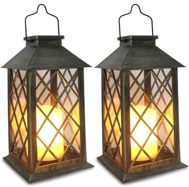 This set of two solar lanterns absorbs energy from the sun during the day and emits lovely, flickering light in the evening. You can place these lanterns on a table or steps — or hang them up if you prefer. 