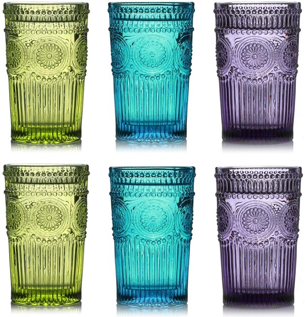 These embossed drinking glasses are not only stunning, but are perfect for all kinds of drinks — from cocktails to water.