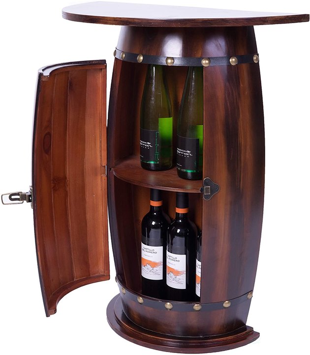 This vintage-inspired wine bar is perfect for the retro person in your life. This wine bar can be used as storage and stores up to 10 bottles