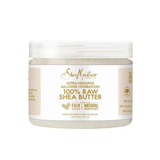 SheaMoisture 100% Raw Shea Butter dry skin cream replenishes hair and skin with vitamins A & D and essential fatty acids.
