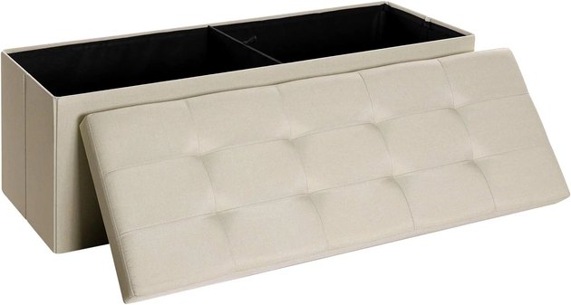 It couldn't be easier to set up or strike down this foldable storage ottoman, which can be tucked away in storage when it's not needed.