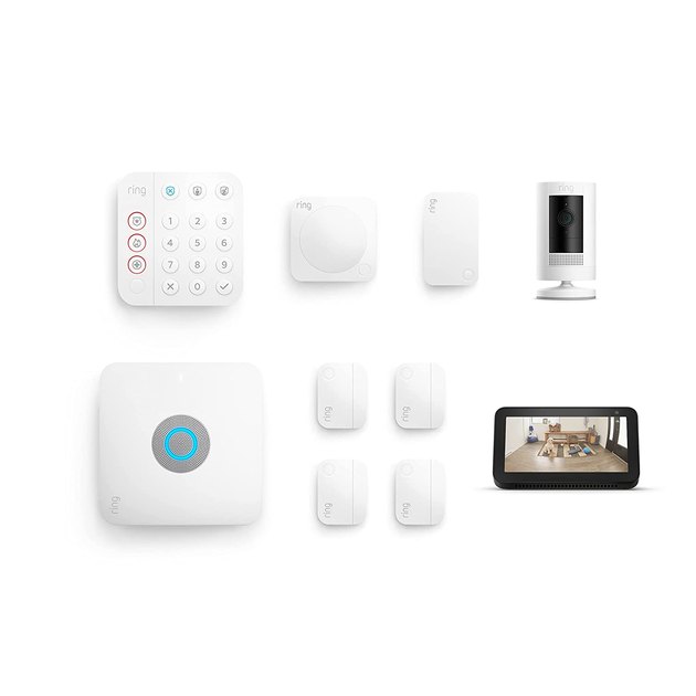 Introducing Ring Alarm Pro 8-piece kit with Ring Stick Up Cam Battery (White) and Echo Show 5 (2021 release, Charcoal)