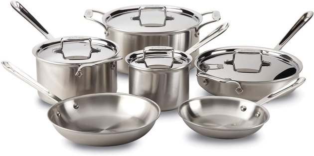 Cooking like the pros has never been easier than with this stainless steel cookware set from All-Clad. With 10 pieces — including fry pans, sauce pans, saute pans, and dutch ovens with lids — you can whip up meals on cooktops and ovens, since they’re oven and broiler safe up to 600 degrees. The set also has heat-resistant handles so you can cook comfortably.