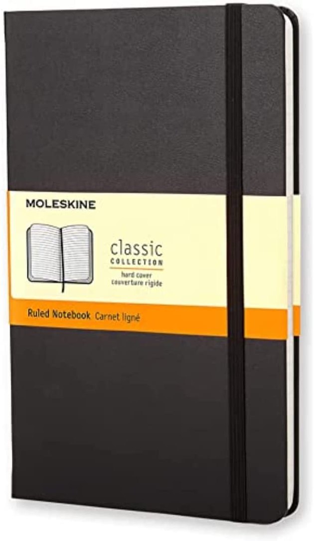 This basic yet classic large ruled notebook is one of the best-selling Moleskine notebooks. It's perfect for meetings, school notes, or journaling. It also features a durable hardcover and elastic closure. 

