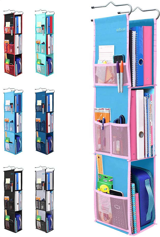 Keep your space ultra-organized with this adjustable school locker shelf from Amazon. It features sturdy shelves, mesh side pockets, strong steel hooks, and comes in a variety of both muted and bold colors.