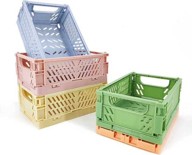 Add pops of pastel hues to your desk with these collapsible crates. While small, they’re major space savers and can be used to organize everything from art supplies to school supplies.