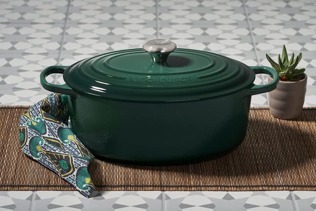 Every part of a Le Creuset Dutch oven is thoughtfully created. From ergonomic knobs and handles for easy lifting to tight-fitting lids to keep food moist, these beauties are certainly worth the hype. The cooking vessels also boast the lightest weight per quart of any premium cast iron cookware and are heat resistant to 500°F.