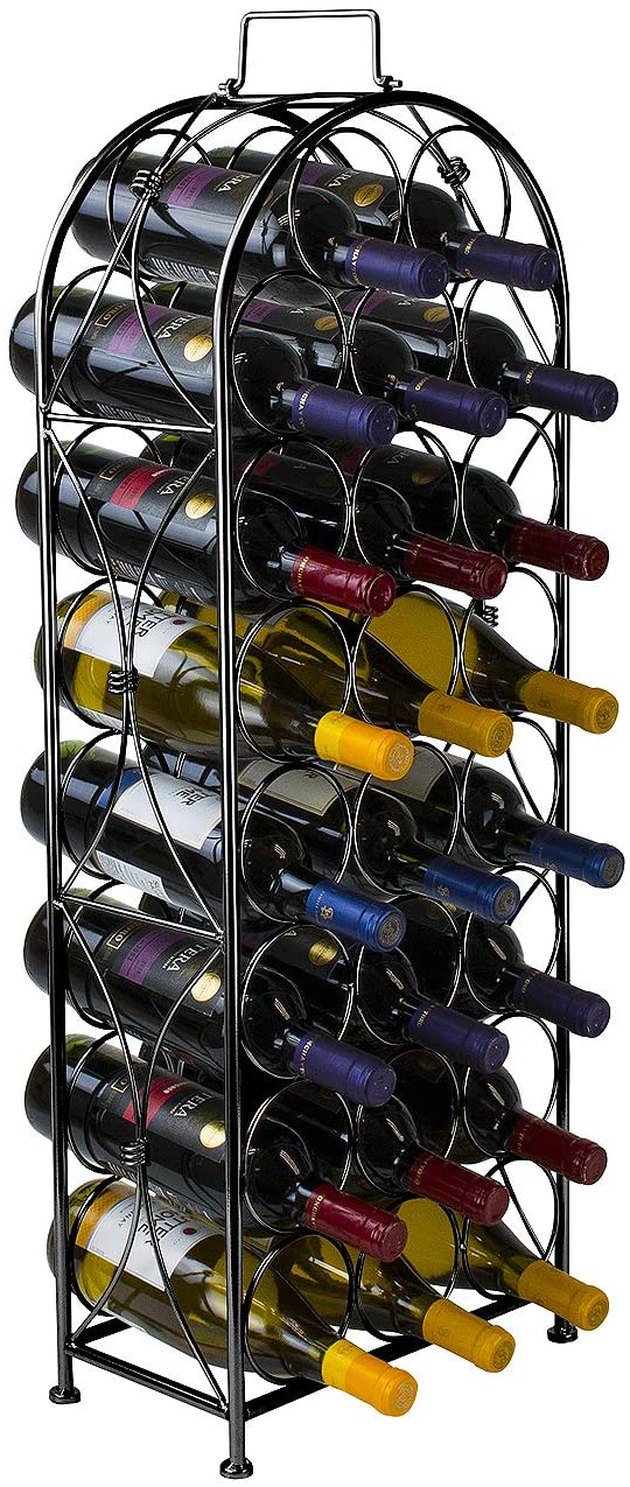 Organize your wine in style with this arched, freestanding wine rack. Made from durable metal, it has a sturdy construction and can hold up to 23 bottles of wine.