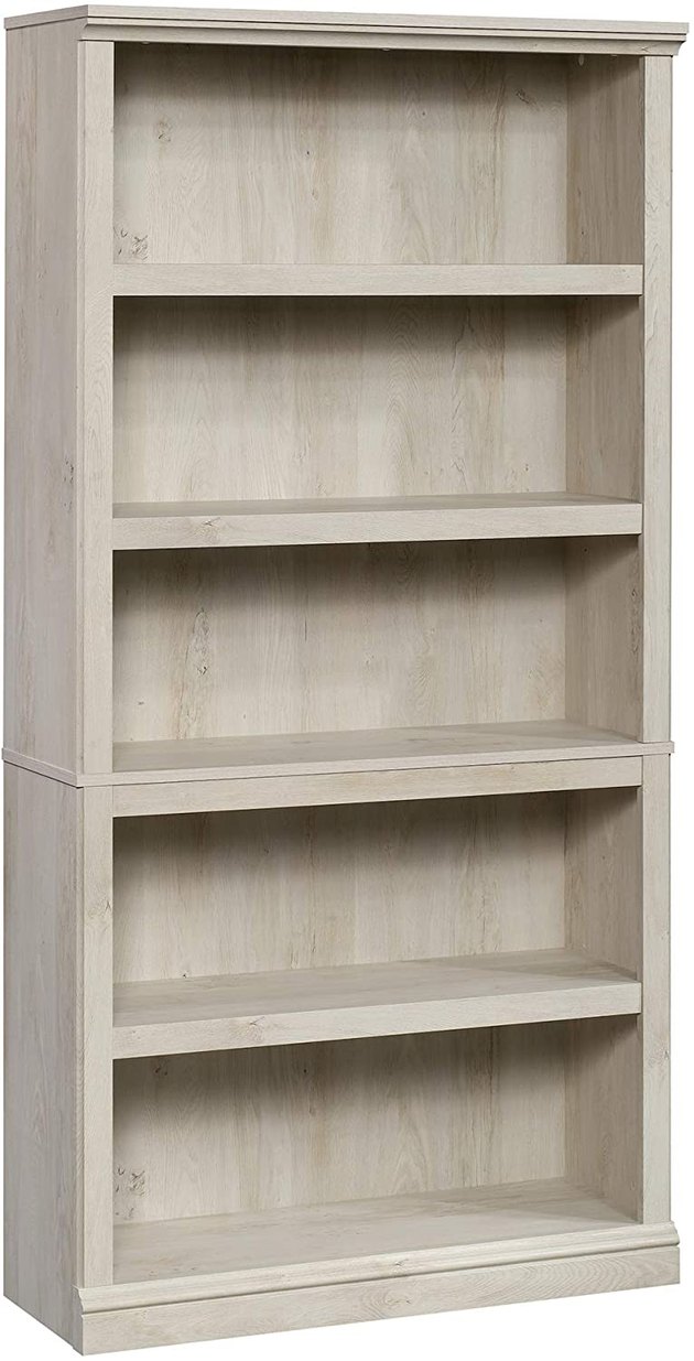 Made with engineered wood, this bookcase offers five shelving spaces (three of which are adjustable) to put your favorite books on display.
