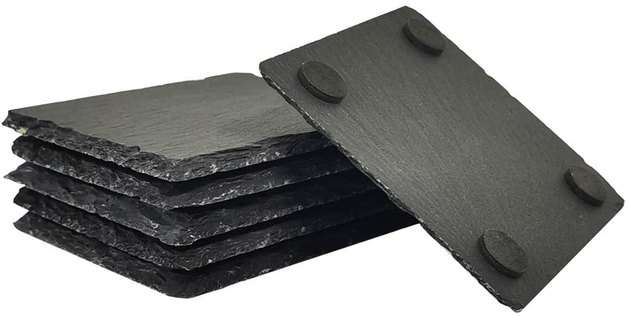 If you're drawn to a modern aesthetic, these black slate coasters with natural rough edges will fit the bill. They're also crazy-affordable and come in a round model if that better suits your fancy.