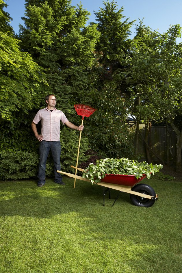 Man standing with rake