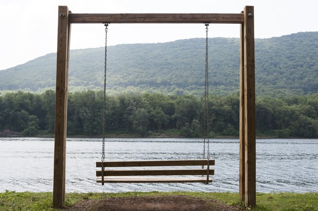 empty wooden swing