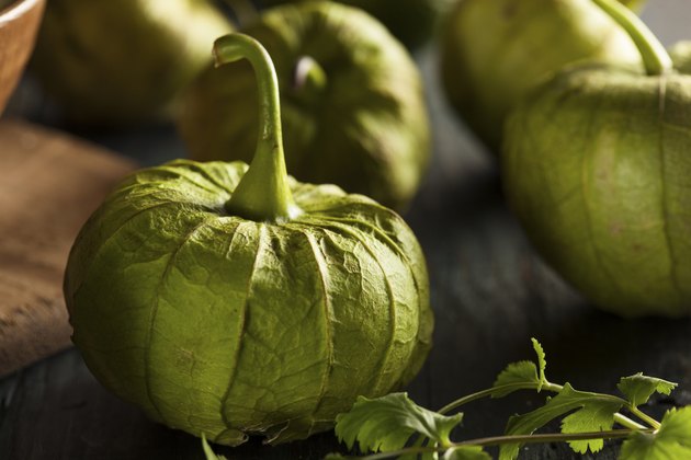 Group of Organic Green Tomatillos