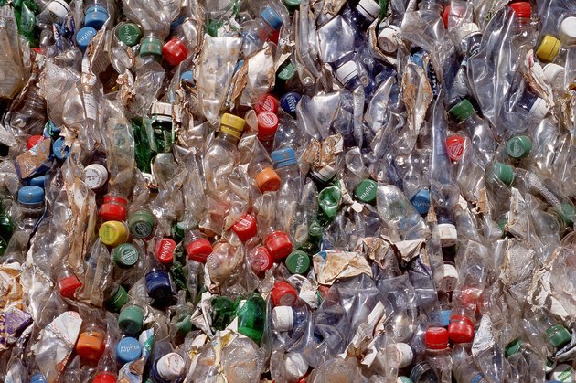 Compacted plastic bottles for recycling