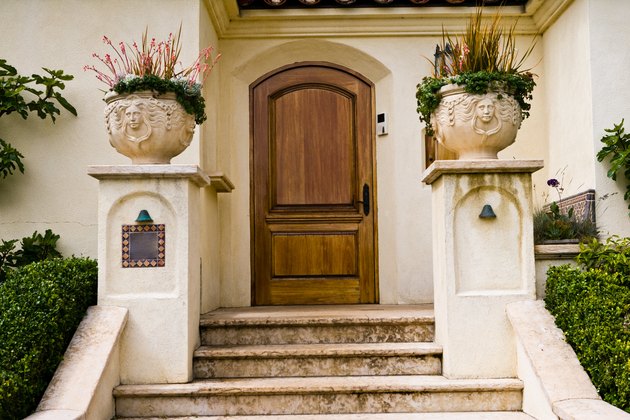 Front entrance to Spanish mansion