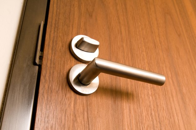 Door handle on inside of hotel room door