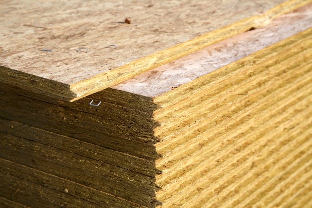 Stack of sheets of particleboard