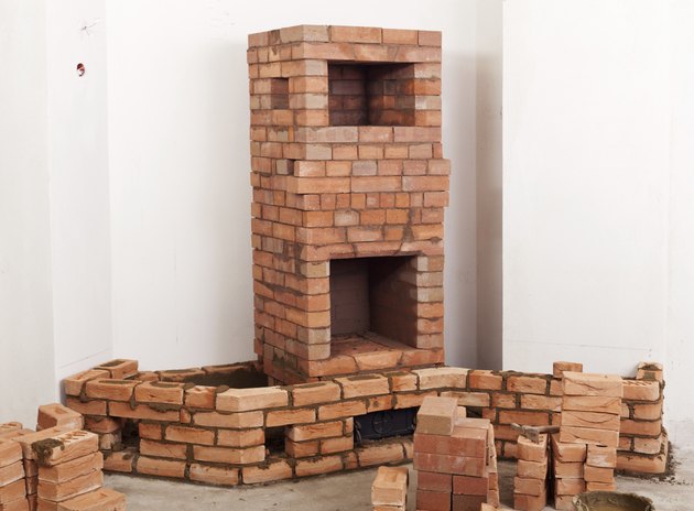 Partially built masonry heater