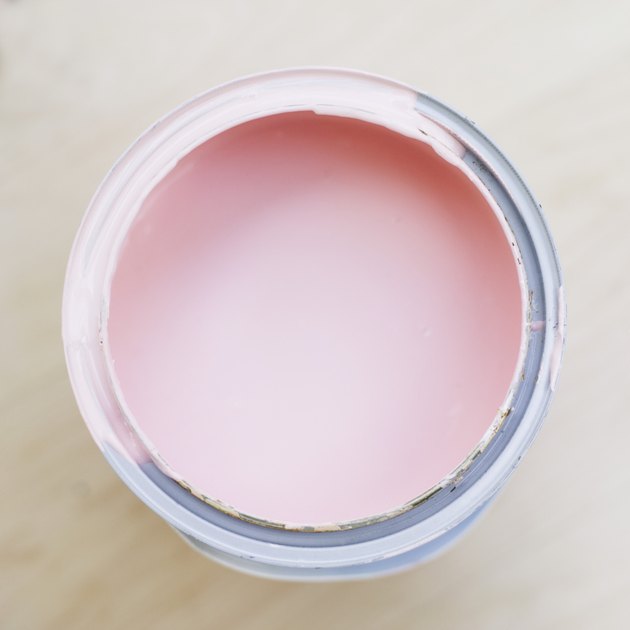 High angle view of a paint bucket