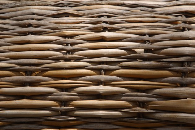 Close-up of woven straw texture