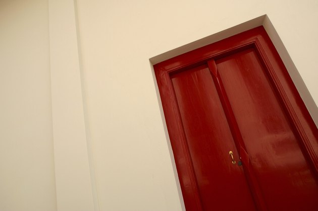 Tilted red door