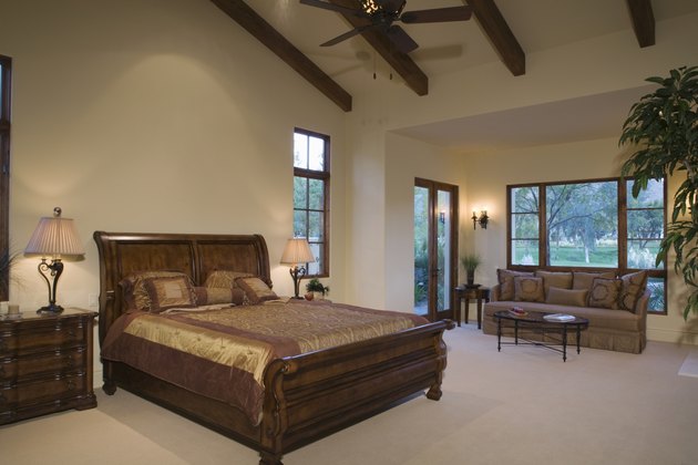 Sleigh bed in Palm Springs home