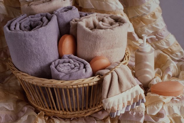 bathroom towels basket soap