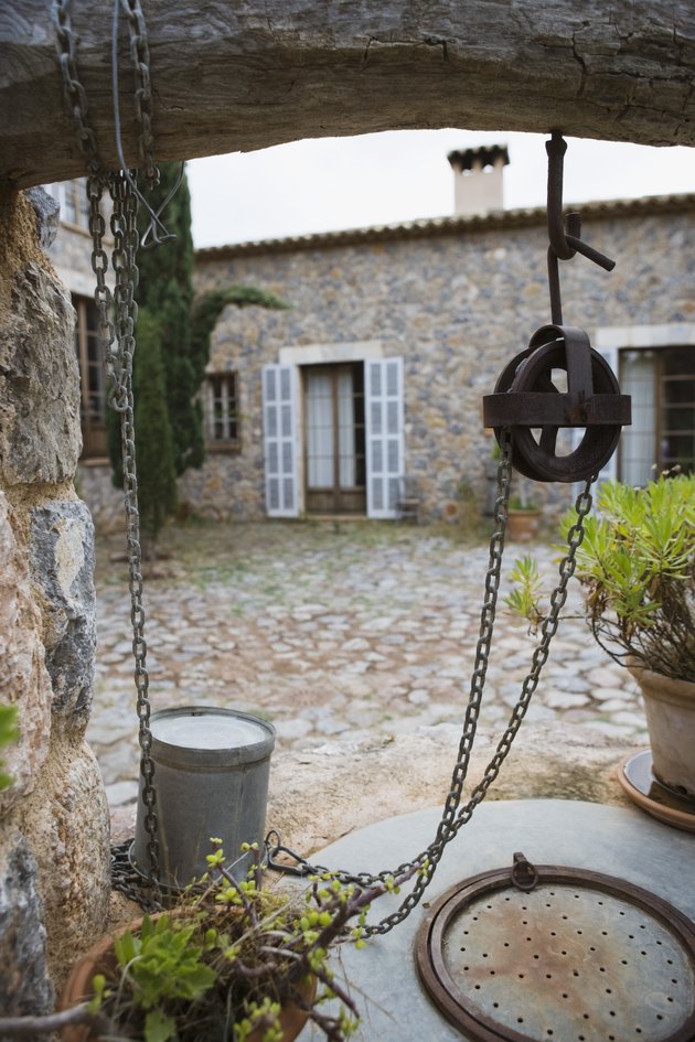Chain and bucket over a well