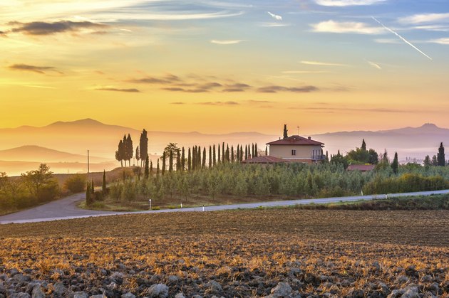 Tuscany landscape at sunrise