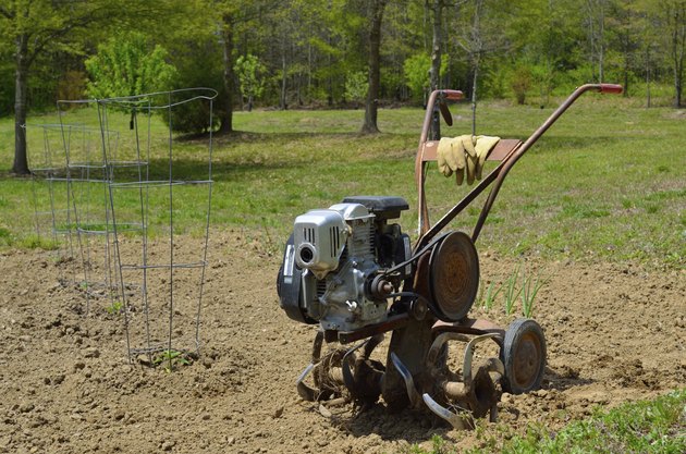 Rototiller in the garden