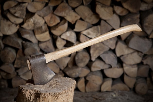 Axe and logs