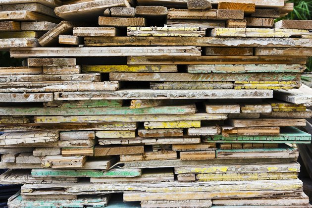 Wooden boards used to make concrete mouldings