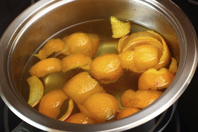 Simmer orange peel into syrup